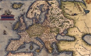 A 1570 map of Europe, from Abraham Ortelius' atlas (detail)